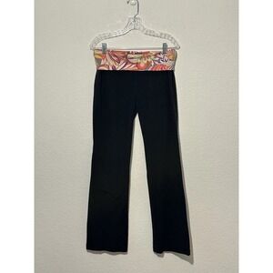 Old Navy Black Fold Over Flare Leggings Colorful Fold Sz M Y2K 2000 Style 31x31